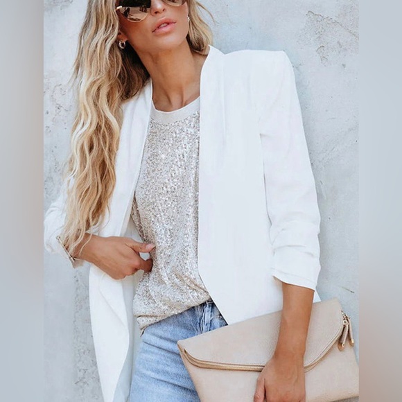 #27 White All Sequin Sleeveless Top - Picture 3 of 10